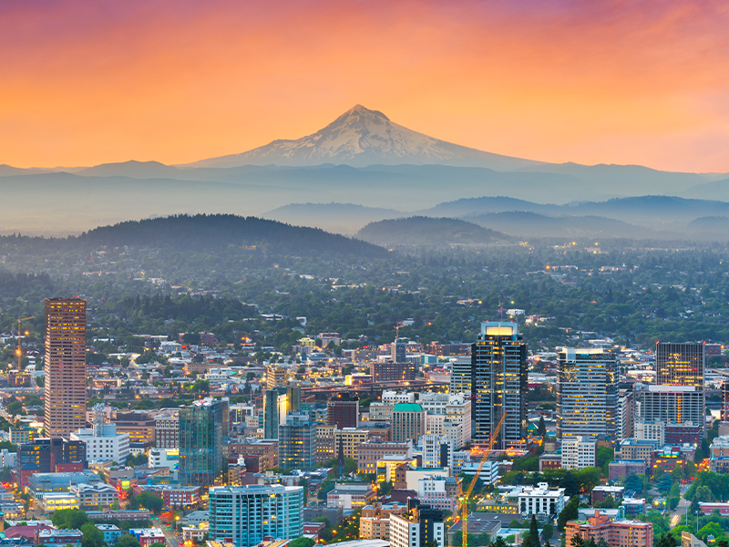 A skyline in a city in Oregon