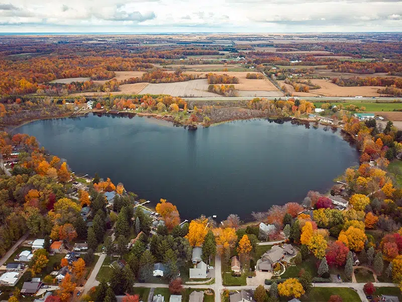 Heart shaped pond in an Indiana neighborhood 