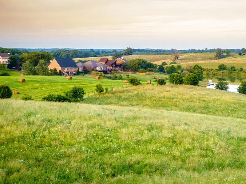 Rolling hillside in a Kentucky neighborhood